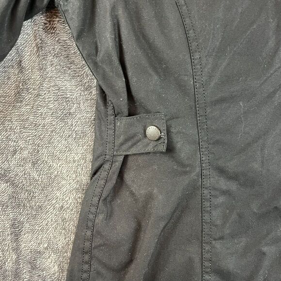 Barbour Waxed Cotton Full Zip Mock Neck Jacket Black Utility Tartan Lined 10 - Picture 13 of 15